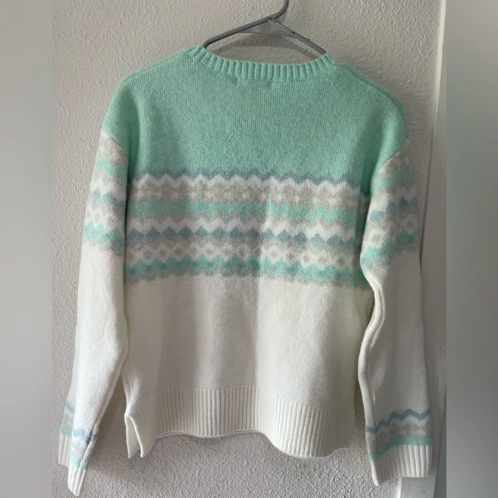 525 America sweater in mint and soft white, comfortable and warm size XS - Picture 6 of 8
